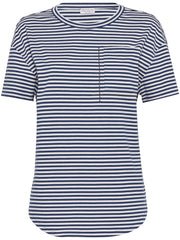 T-SHIRT IN JERSEY RIGATO DI COTONE CON SHINY POCKET DETAIL