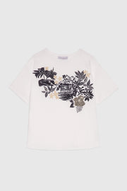T-SHIRT IN JERSEY WITH TROPICAL PRINT