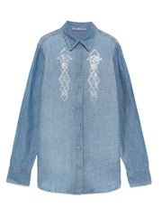 CAMICIA IN COTONE LINO CON CRISTALLI