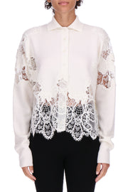 CAMICIA IN LANA MERINO CON INSERTI IN PIZZO REBRODE'