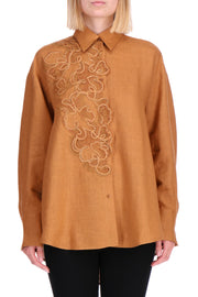 CAMICIA OVER IN LINO CON PIZZO