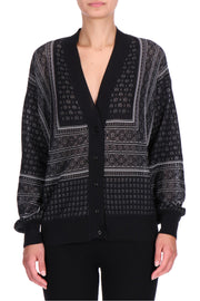 SILK COTTON CARDIGAN WITH BANDANA PATTERN