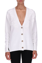 cardigan bianco viscosa ricami ermanno firenze