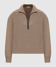 MAGLIA SCOLLO A V A COSTE IN CASHMERE CON MONILE