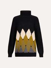 MAGLIA IN PURO CASHMERE CON INTARSIO A ROMBI