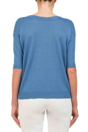 BLUE BOAT NECK SWEATER