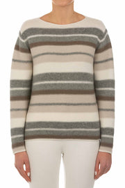 MAGLIA CASHMERE SCOLLO BARCA A RIGHE