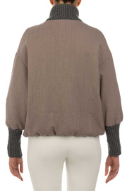 BOMBER IN FLANELLA DI LANA VERGINE CON DETTAGLI IN MAGLIA