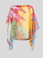 SILK PONCHO WITH PAISLEY PATTERNS