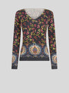 MORE PRINT V-NECK SWEATER