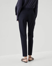 BOYFRIEND CIGARETTE PANTS IN TECHNO VIRGIN WOOL COUTURE GABARDINE WITH MONILE