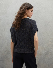 DAZZLING CABLE KNIT SILK AND LINEN VEST