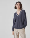 MAGLIA IN ALPACA E COTONE COSTA INGLESE CON SHINY CONTRAST TRIMS