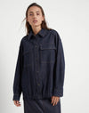 CAMICIA IN DENIM DARK POLISHED CON SHINY EPAULETTES