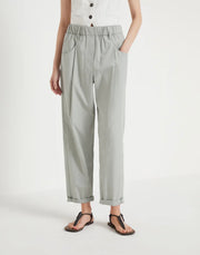 BAGGY TRACK PANTS IN LIGHTWEIGHT COTTON POPLIN WITH SHINY TAB
