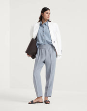 BAGGY PULL-UP PANTS IN FLUID VISCOSE AND LINEN TWILL