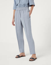 BAGGY PULL-UP PANTS IN FLUID VISCOSE AND LINEN TWILL