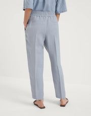 BAGGY PULL-UP PANTS IN FLUID VISCOSE AND LINEN TWILL