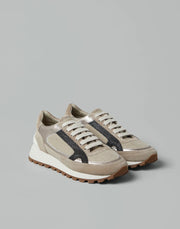 RUNNERS IN SUEDE AND COTTON AND LINEN CANVAS WITH PRECIOUS CONTOUR