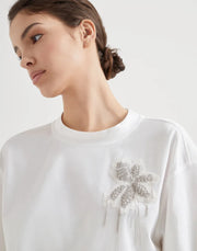 T-SHIRT IN JERSEY DI COTONE CON PRECIOUS FLOWER CREST