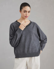 MAGLIA IN CASHMERE CON PRECIOUS RIBBED NECKLINE