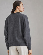 MAGLIA IN CASHMERE CON PRECIOUS RIBBED NECKLINE