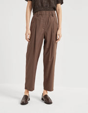 PANTALONE CINQUE TASCHE TRACK IN POPELINE LEGGERO CON MONILE