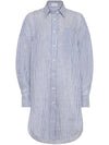 CAMICIA LUNGA IN ORGANZA RIGATA DI LINO E SETA CON SHINY COLLAR DETAIL