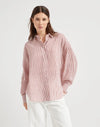 CAMICIA IN ORGANZA RIGATA DI LINO E SETA CON SHINY COLLAR DETAIL