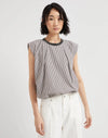 TOP BALLOON IN POPELINE MULTIRIGA DI COTONE CON PRECIOUS COLLAR