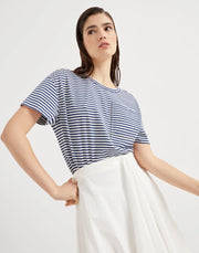 T-SHIRT IN JERSEY RIGATO DI COTONE CON SHINY POCKET DETAIL