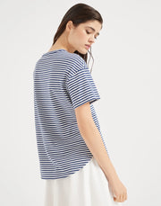 T-SHIRT IN JERSEY RIGATO DI COTONE CON SHINY POCKET DETAIL