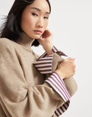 MAGLIA COLLO ALTO IN CASHMERE CON SHINY SHIRT DETAILS