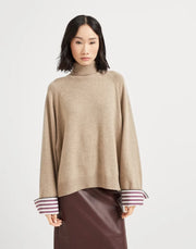 MAGLIA COLLO ALTO IN CASHMERE CON SHINY SHIRT DETAILS
