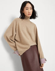 MAGLIA COLLO ALTO IN CASHMERE CON SHINY SHIRT DETAILS