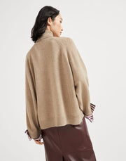 MAGLIA COLLO ALTO IN CASHMERE CON SHINY SHIRT DETAILS