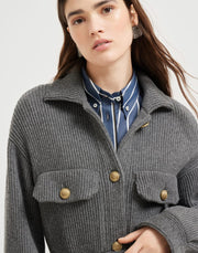 CARDIGAN IN LANA CASHMERE SETA COSTA INGLESE CON BOTTONI IN METALLO E CINTURA