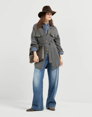 CARDIGAN IN LANA CASHMERE SETA COSTA INGLESE CON BOTTONI IN METALLO E CINTURA
