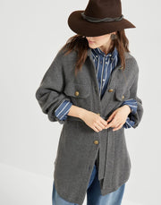 CARDIGAN IN LANA CASHMERE SETA COSTA INGLESE CON BOTTONI IN METALLO E CINTURA