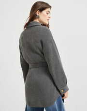 CARDIGAN IN LANA CASHMERE SETA COSTA INGLESE CON BOTTONI IN METALLO E CINTURA