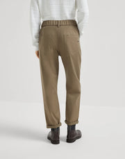 PANTALONE BAGGY PULL-ON IN COVER DI COTONE STRETCH CON SHINY BARTACK