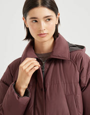 PIUMINO IN TAFFETÀ IDROREPELLENTE COTONE TECHNO CAPPUCCIO STACCABILE E SHINY ZIPPER