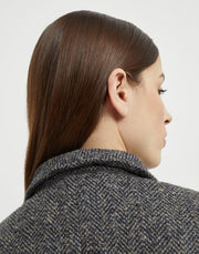 GIACCA IN TWEED CHEVRON DI LANA VERGINE CON MONILE E CINTURA