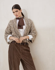 CARDIGAN DAZZLING CHINÉ IN LANA CASHMERE MOHAIR A TRECCIA