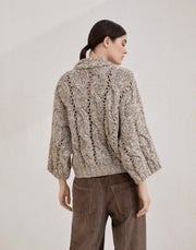 CARDIGAN DAZZLING CHINÉ IN LANA CASHMERE MOHAIR A TRECCIA