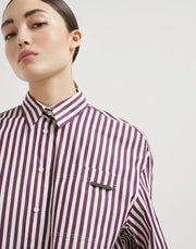CAMICIA IN POPELINE RIGATO DI COTONE CON SHINY TAB