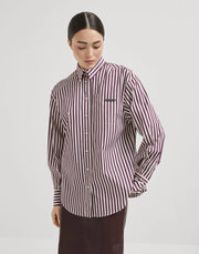 CAMICIA IN POPELINE RIGATO DI COTONE CON SHINY TAB