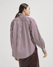 CAMICIA IN POPELINE RIGATO DI COTONE CON SHINY TAB