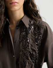 COTTON POPLIN DRESS WITH DAZZLING SEABED EMBROIDERY