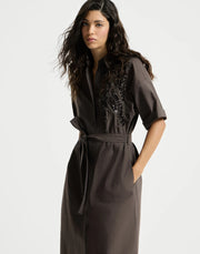 COTTON POPLIN DRESS WITH DAZZLING SEABED EMBROIDERY